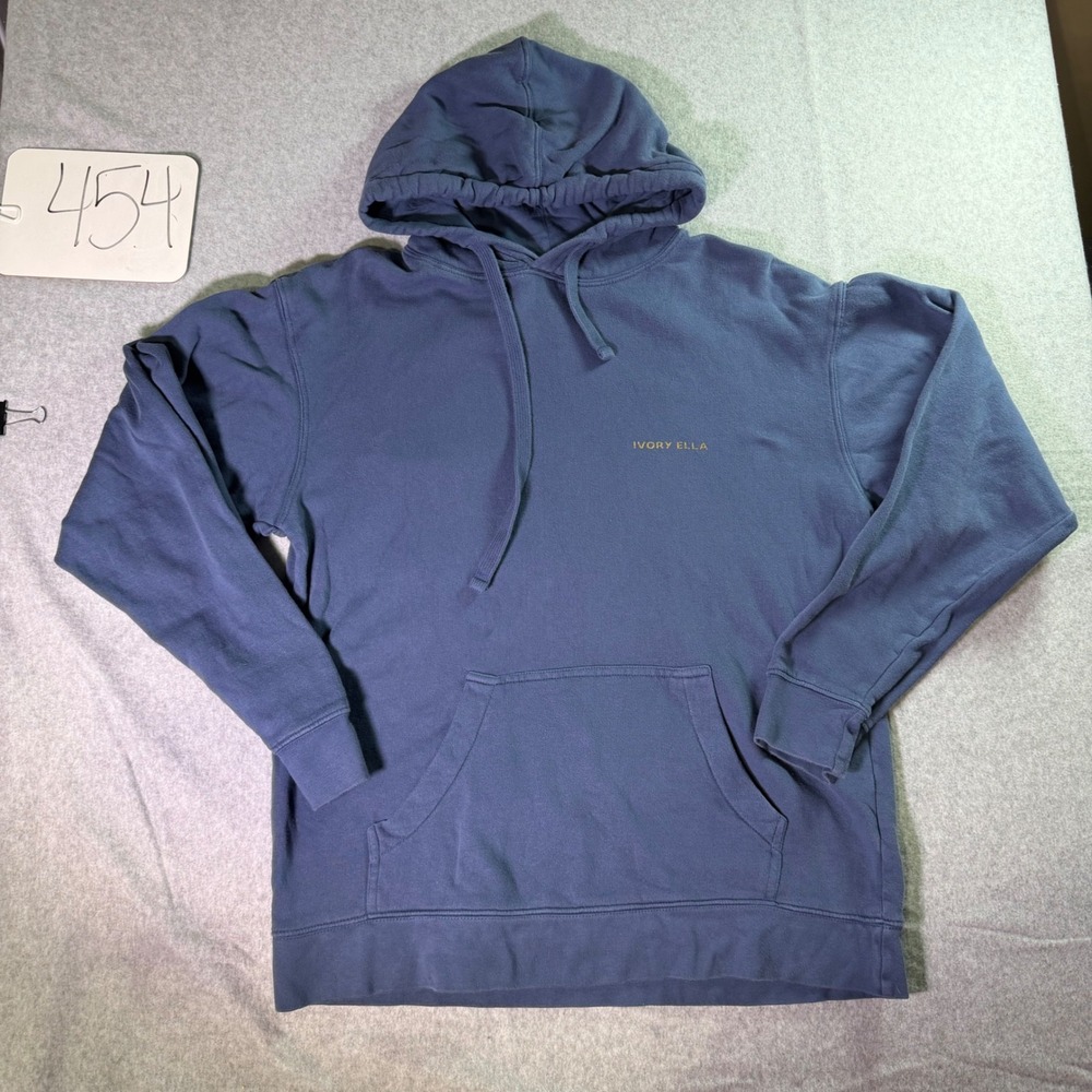Ivory Ella Womens Blue Organic Cotton Hand Dyed Elephant Logo Hoodie Small